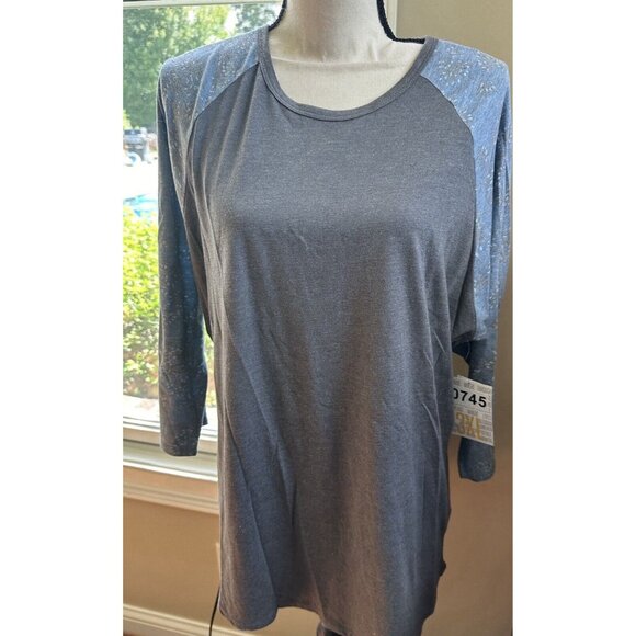 NWT LulaRoe Solid Charcoal Gray w/ Blue Sleeves Plus Size Randy, Size 3XL‎ - Picture 1 of 4